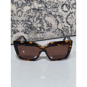 NEW Max Mara Spark-7 56MM Rectangular Tortoise Sunglasses in Brown